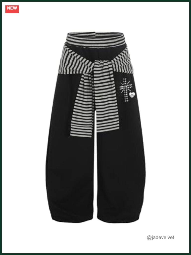 Stripe Layered Baggy Barrel Sweatpants Y2k Casual Wide Leg Lounge Unisex